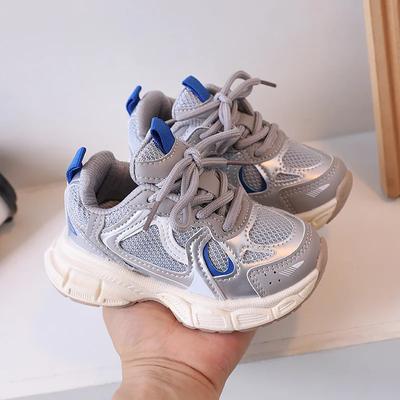 Kids Casual Sneakers with Thick Soles Boys Girls Fashion Versatile Sports Shoes 2024 New Children Mesh Breathable Running Shoes
