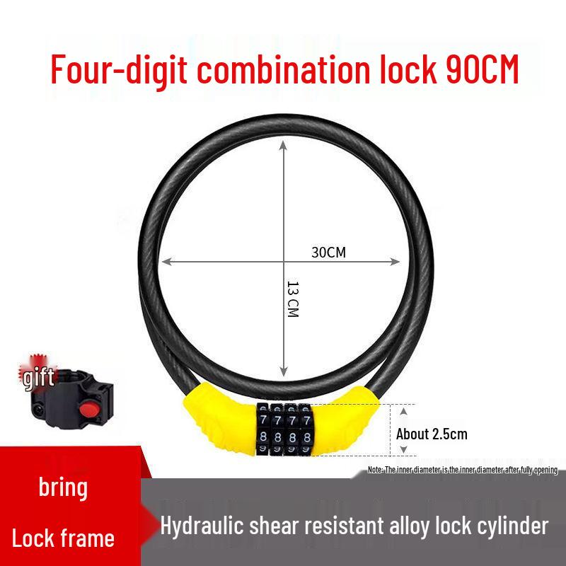 Waterproof Anti-theft Steel Cable Lock for Motorcycles, E-Bikes, and Helmets