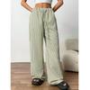 Women Elastic High Waist Pant Casual Fit Wide Leg Long Pants Trousers With Pockets