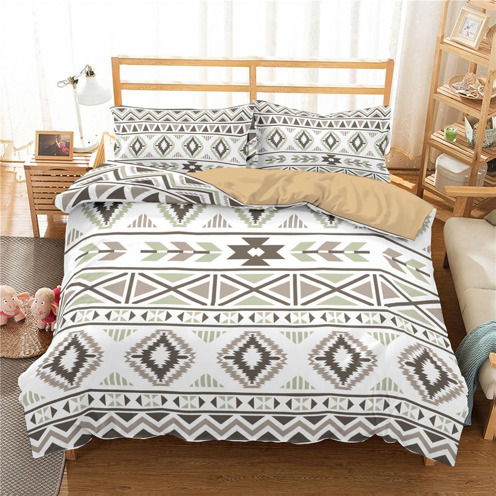 Bohemian-Bettwäsche-Set, Schlafzimmer, Bettbezug, Kissenbezug, Bettwäsche, Einzelbett, Doppelbett, volle Größe, 2/3-teilig, Mikrofaser