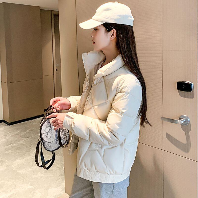 Women Stand Collar Short Padded Coat Warm Loose Thickened Korean Casual Winter Jacket