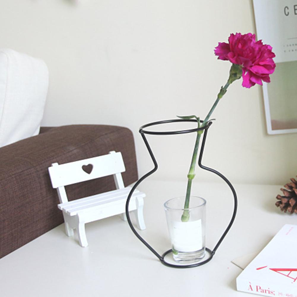 Neue nordische kreative Vase Home Decor Goldene Glasvase Hydrokulturpflanzenhalter Eisenlinie Blumen Ornament Home Gartendekoration