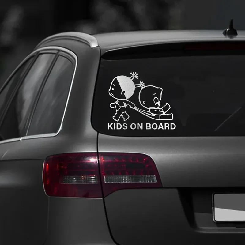 Car Body Window Windshield Creative Vinyl Decal Sticker Kids On Board Safety Warning Sign Decoration Auto Exterior Accessories