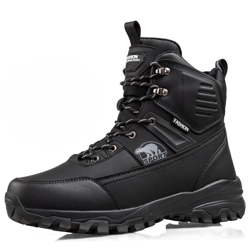 Men's Winter Warm Snow Boots With Fur Lined Outdoor Anti-Slip Waterproof Walking Ankle Booties for Male Comfortable Hiking Mid-Calf Boots Shoes