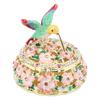 Round Hummingbird Pattern Enameled Jewelry Box Decorative Metal Trinket Box Vintage Jewelry