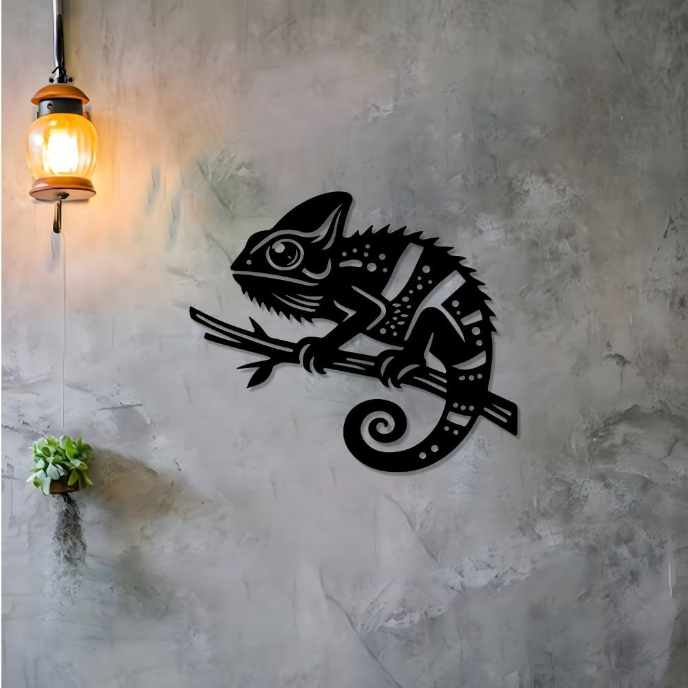 Chamäleon Metall Wandkunst Lebendige Gartenskulptur Wetterfest Terrassen Außen Dekoration Bauernhaus Hängendes Ornament Reptilien Liebhaber Geschenk