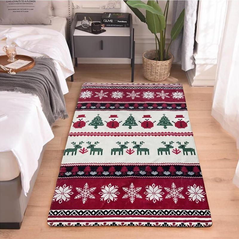 Christmas Area Carpet Plaid Washable Festive Print Holiday Area Rug for Living or Dining Room Bedroom and Kitchen Rug Decorate