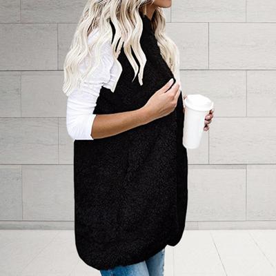 Dames Gilet Effen Kleur Zakken Herfst Winter Warm Dubbelzijdig Pluizig Effen Kleur Gilet voor Dagelijks Gebruik