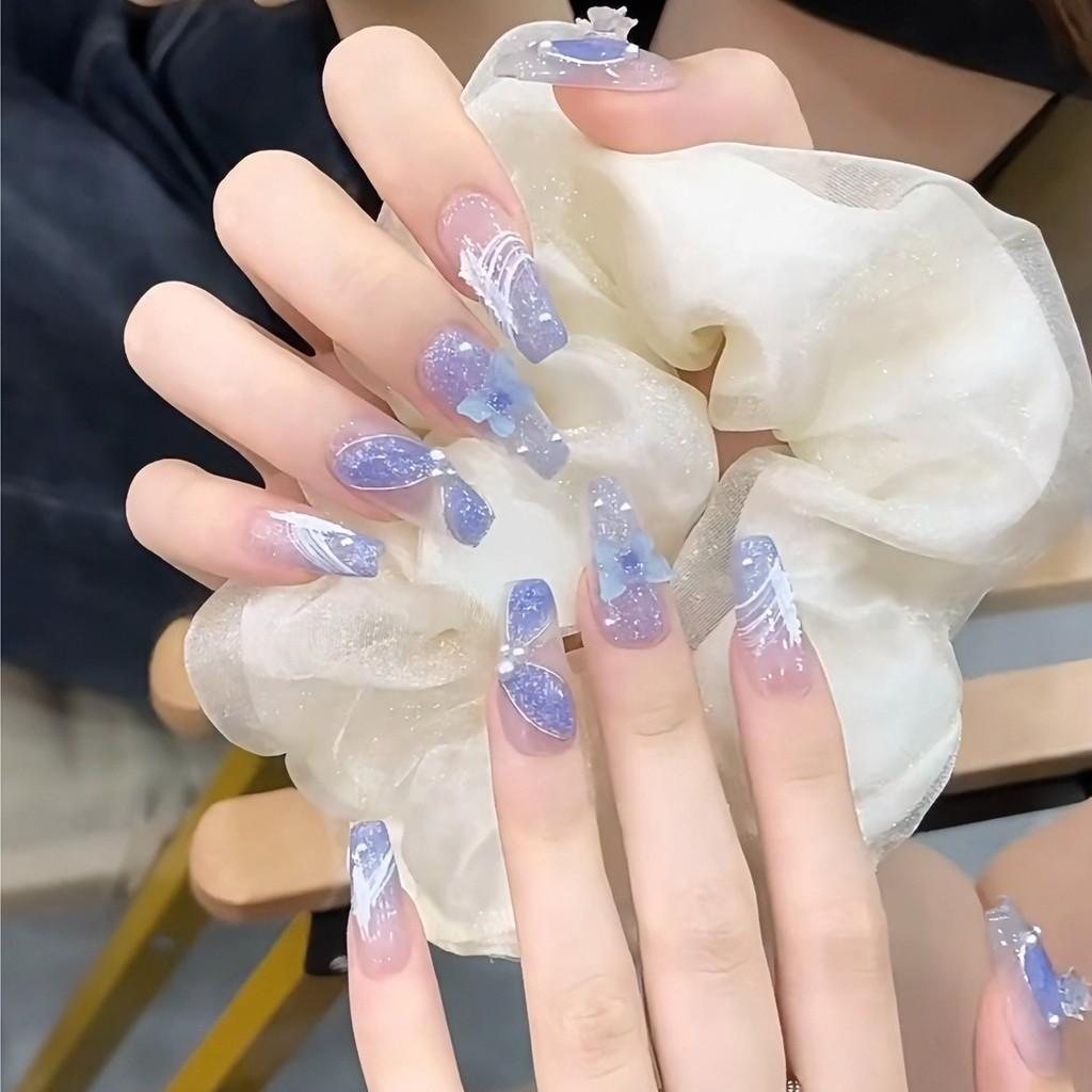 

Чистый Носимый Рука Ноготь Кусочек Фиолетовая Бабочка Новый Китайский Чистый Желание Ноготь Носимый XS