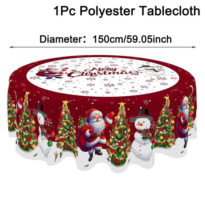 Christmas Tablecloth New Year 2026 Santa Claus Snowman Navidad Table Cover Christmas Party Table Decoration for Home 2026 Gifts