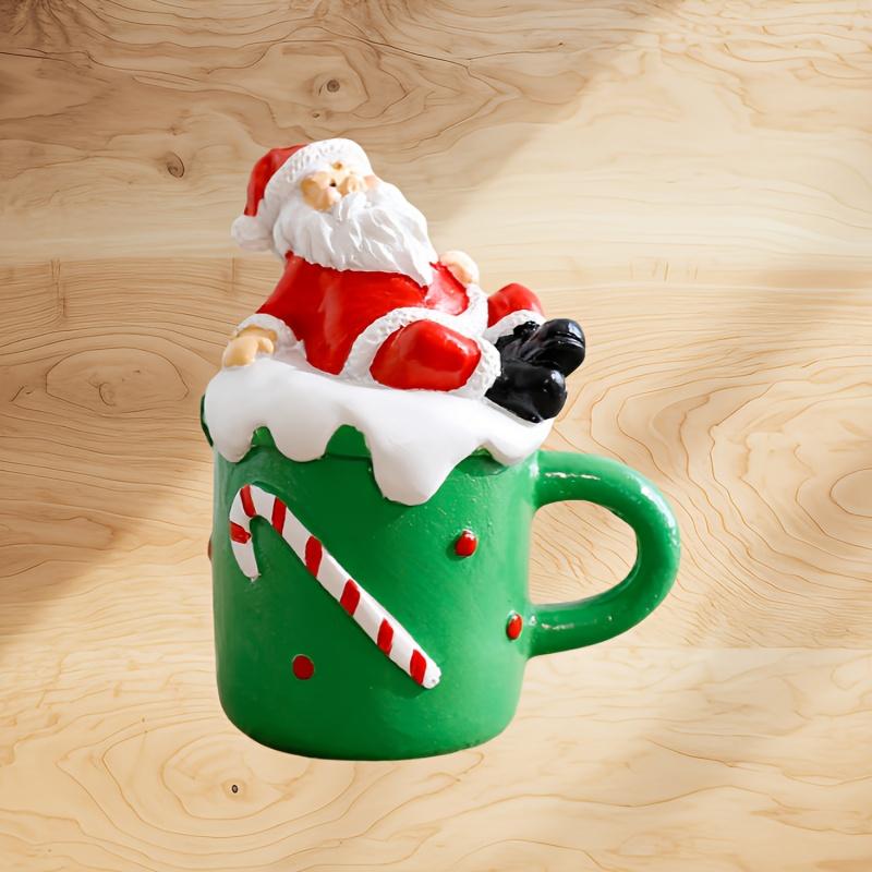 Christmas Santa Claus Resin Ornament Festive Red/White Gingerbread Design with Santa Hat, Broomstick,Candy Canes,Christmas Decorations