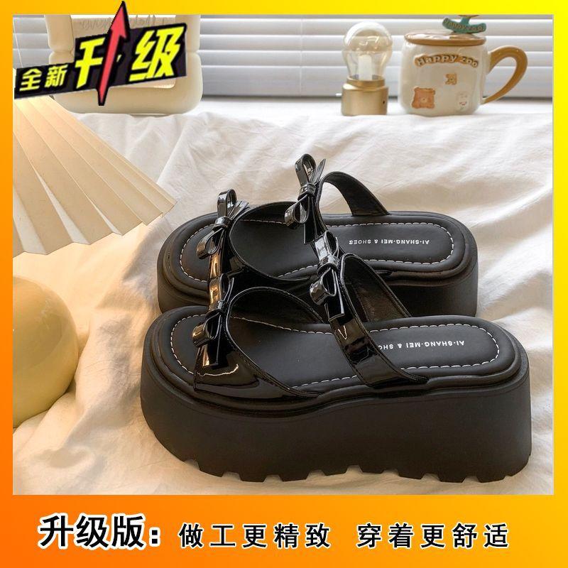 2025 spring new muffin thick-soled heightening slippers women's summer wear sandals small fashion popular cool slippers