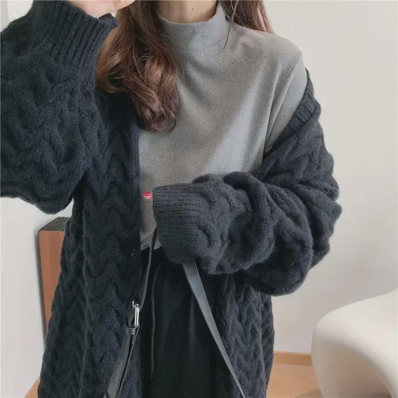 

Футболка-водолазка из супермягкого бархата с начесом премиум-класса на осень/зиму - корейский стиль L (50-57.5 kg) серый