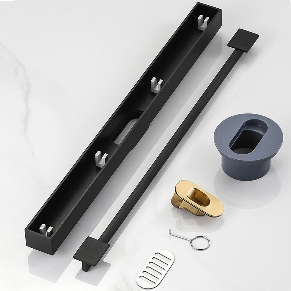 Black Floor Drain 30 40 50cm Kitchen WC Bathroom Shower Large displacement Linear Drainage Side Floor Drains 304 Stainless Steel