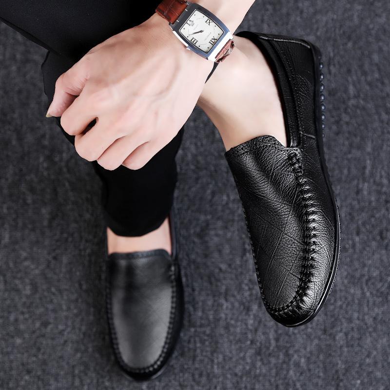 Men's shoes 2025 summer new fashion daily out one pedal simple lightweight lazy leather wear-resistant casual shoes