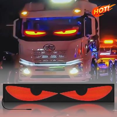 Display LED flexível para para-brisa automotivo, com animação piscando olho de diabo, tela LED suave programável por APP, compatível com sistema de 24 V