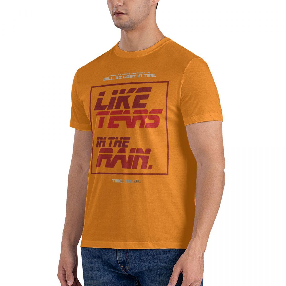 

2024 Streetwear Tears In The Rain Blades Runner Printed T Shirt Men Retro Washed Tops Tees Harajuku Short Sleeve 4XL