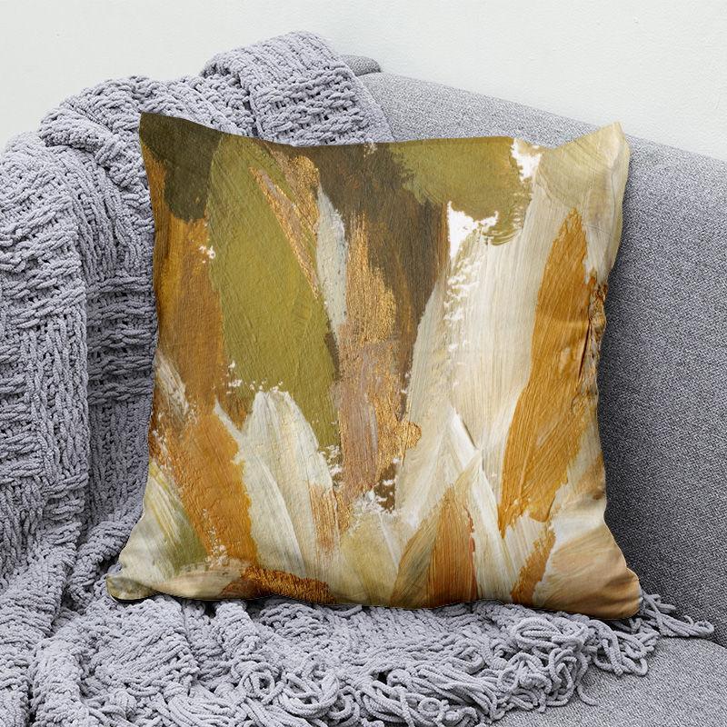 Niche Earth Color Simple Pillow B&B Sofa Back Cushion High-end Pillow Cover Double-sided Printing