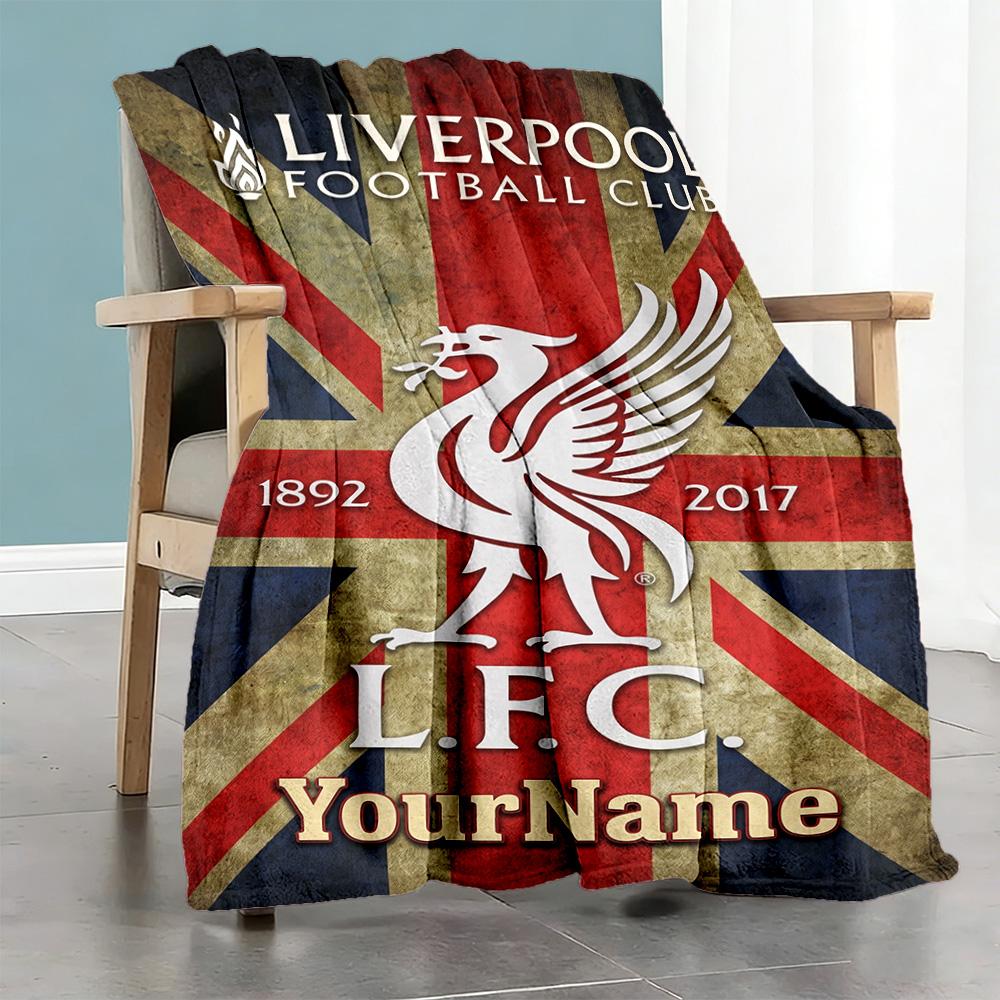 Liverpool Customize Your Name Blanket Gift Customizable Blanket Soft Warm Cozy Throw For Sofa Picnics Livingroom Chair Ideal for All Seasons