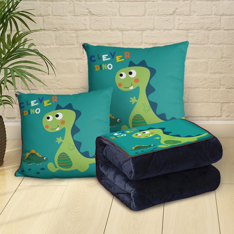 Custom Cartoon Plush Throw Pillow Blanket with Fleece Lining