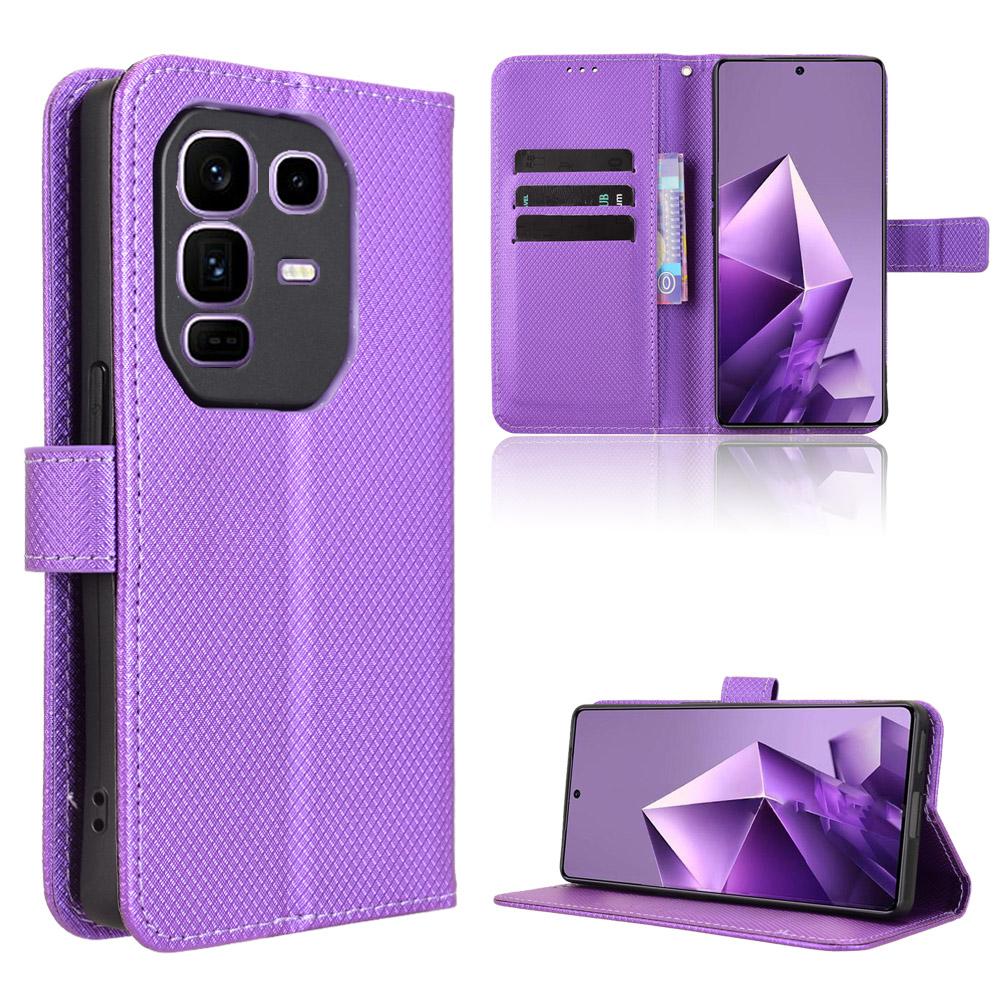 For Infinix Note 50 Pro+ 5G Leather Wallet Case with Strap Diamond Texture Phone Cover