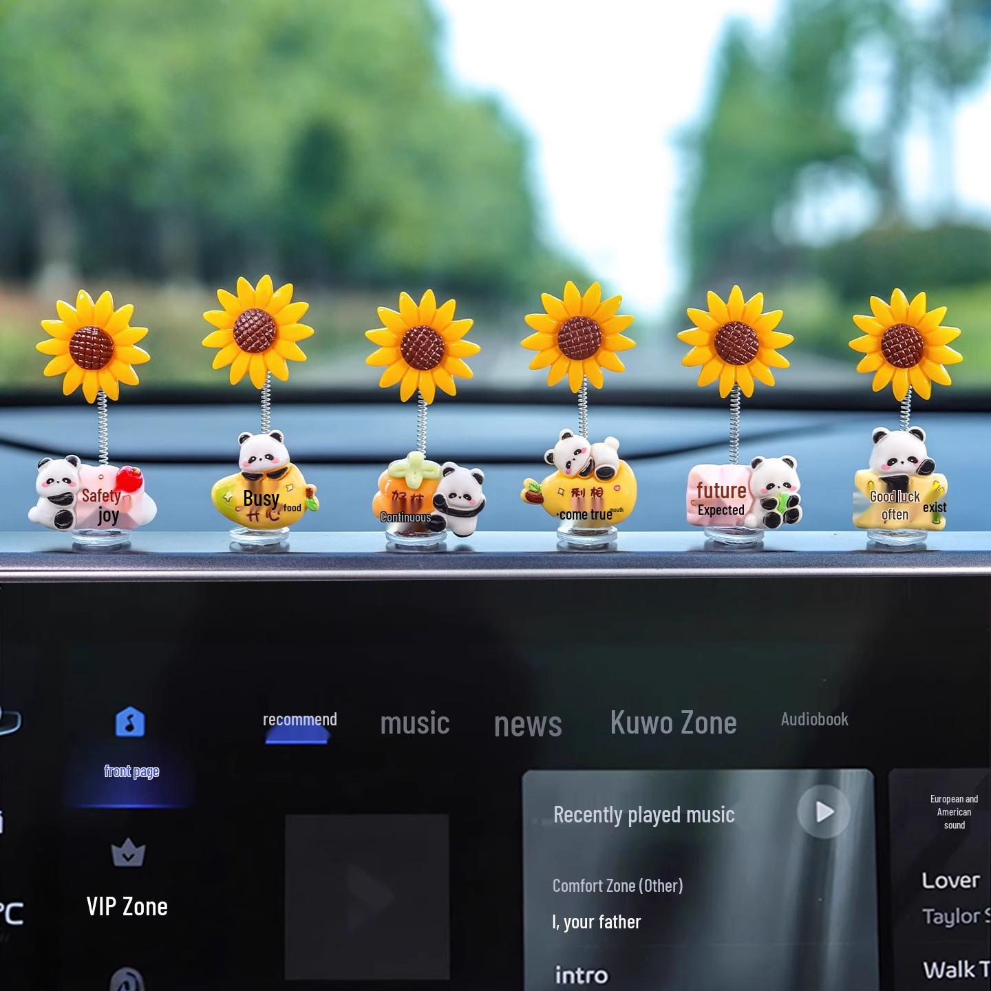 

Cute Panda Sunflower Bobblehead Car Ornament