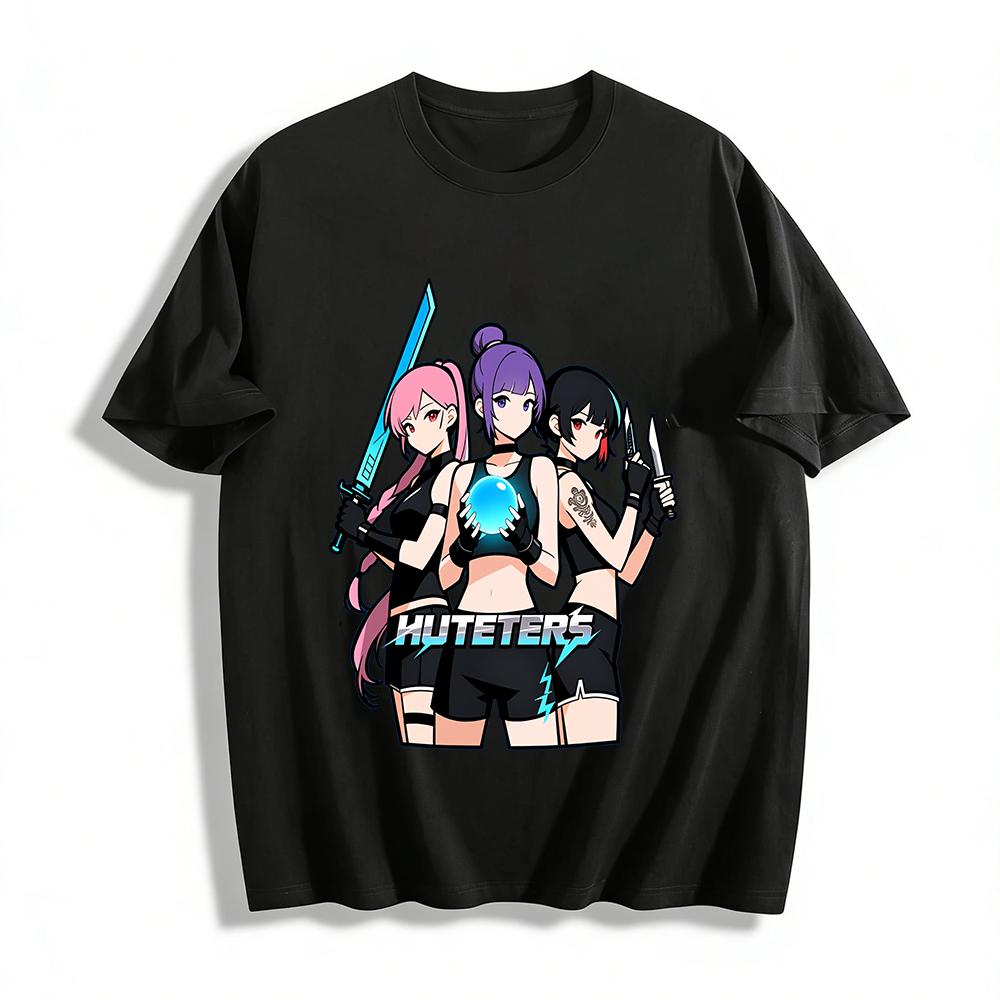 

Cyber Hunter Girls Graphic Tee, Cool Anime Battle Girl Print Casual Loose Short Sleeve Top Pure cotton T-shirt XXS