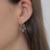 MERRYMOTIVE [2way] Glass Flower Surgical Hoop Earring (2color)