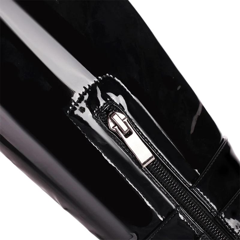 Sexy Summer Peep Toe Over the Knee Boots Women Black Patent Leather Club Party Lady Thin Heel Buckle Zipper Long Thigh High Boot