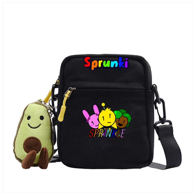 Sprunki Cartoon Rhythm Box Mini Crossbody Bag Canvas Street Fashion For Girls And Teens
