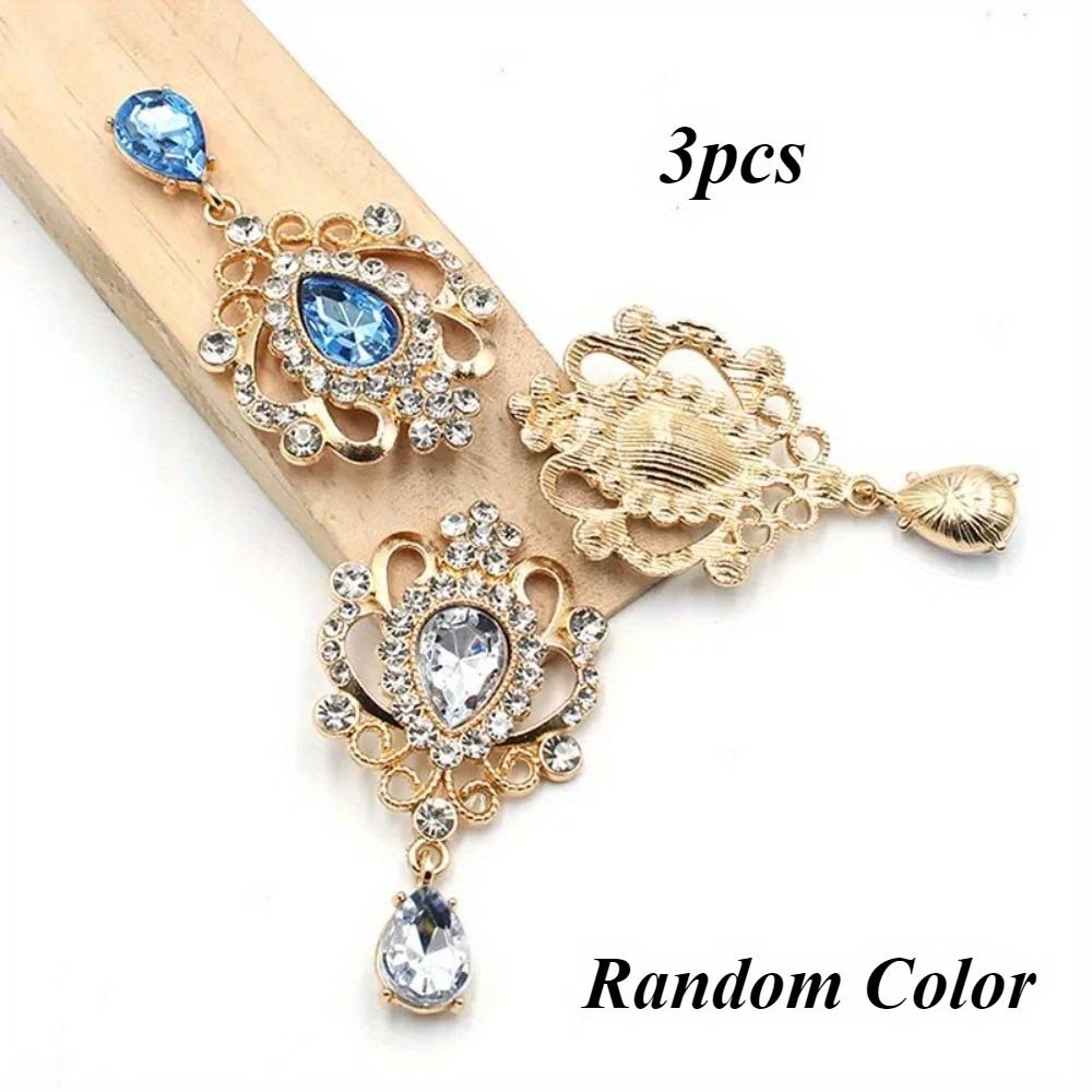 3Pcs/5Pcs Random Color 32*60MM for Needlework Rhinestone Button Hair Manualidades Accessories Diy Flat Back Brooch Jewelry Accessories