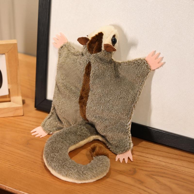 33cm Sugar Glider Soft Flying Squirrel Toy Long Tail Sugar Possum Stuffed Toy Hand Center Pets Funny Gift Home Halloween Decor