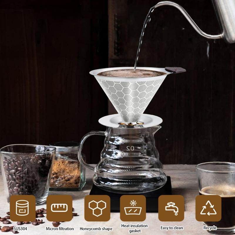 Permanent Stainless Steel Coffee Filter Screen Paperless Hand Brewed Mesh Strainer for Home Brewing Enthusiasts