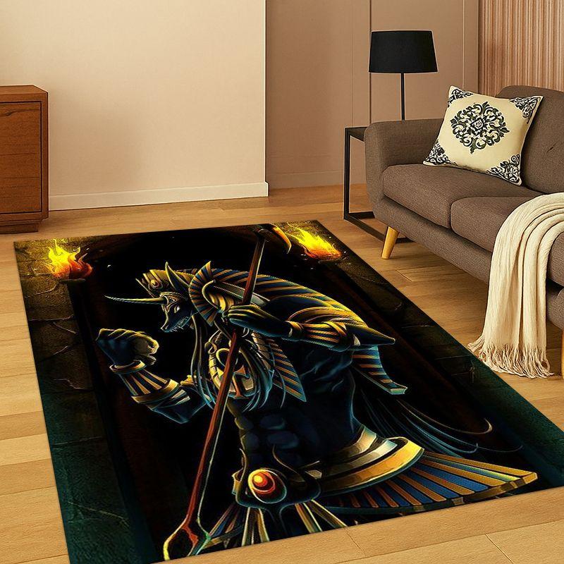 Antico Egitto Morte Anubi Faraone Tappeto Cartone Animato per Camera da Letto Soggiorno Divano Sala Giochi Zerbino Decorazioni per la Casa, Tappeto Area Antiscivolo