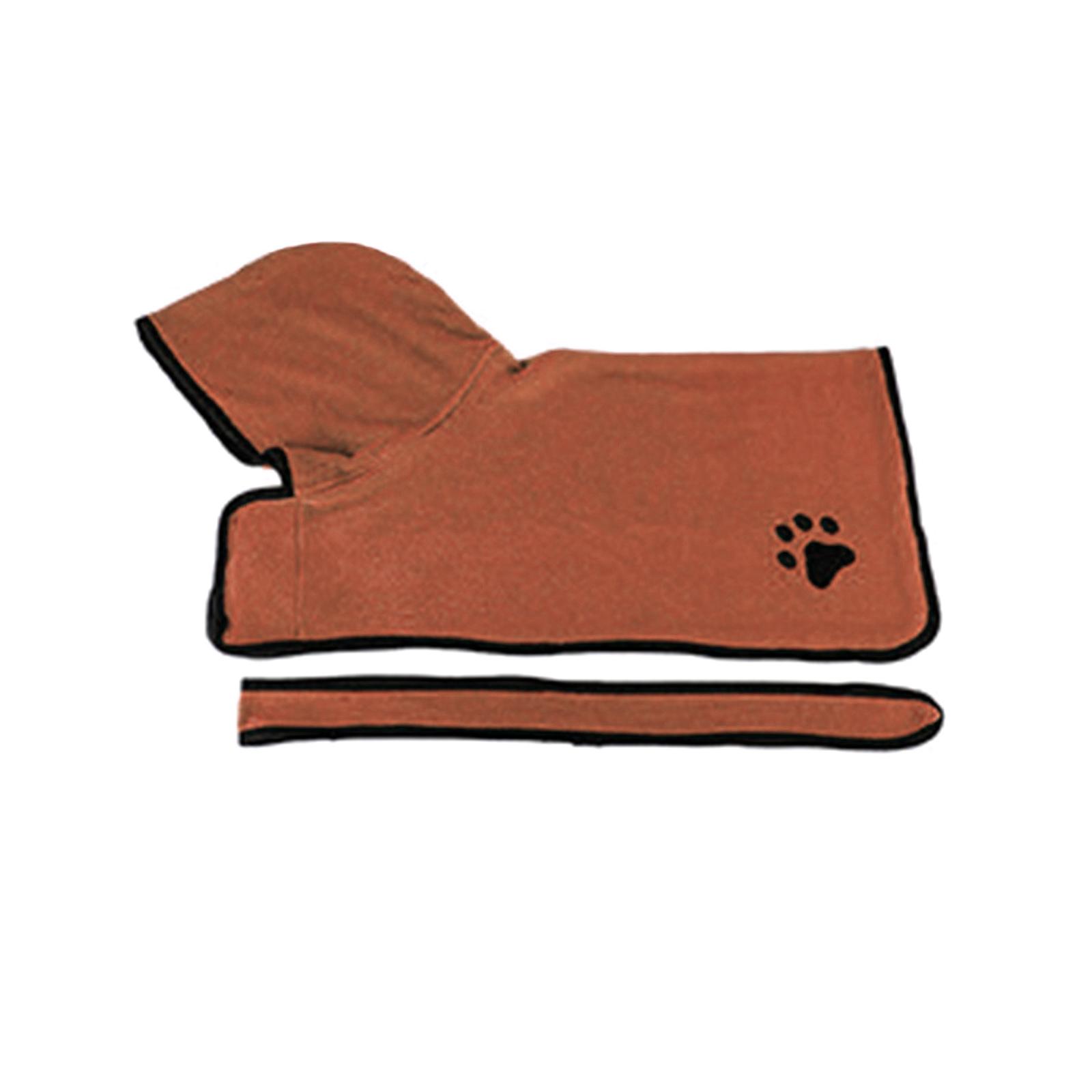 

Adjustable Hooded Bathrobe for Dogs Super Abosrbent Coral Fleece Pet Bath Towel Comfortable Puppy Towel for All Breeds S коричневый