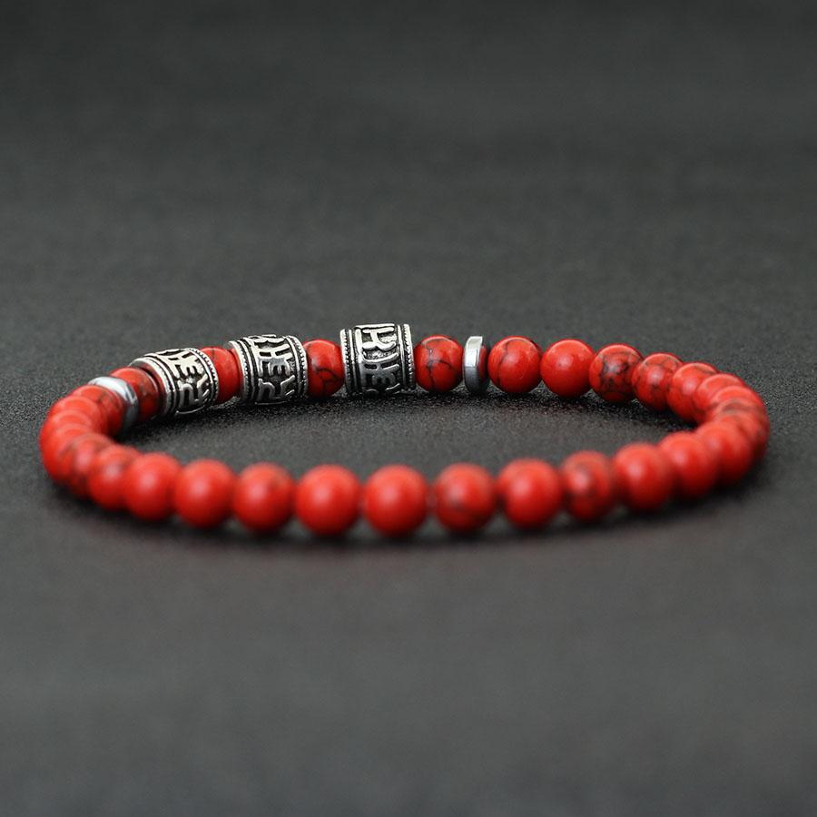 Vintage Mens Bracelet Beaded Om Mani Padme Hum Mantra Viking Jewelry Natural Lava Stone Tiger Eyes Bracelet for Men