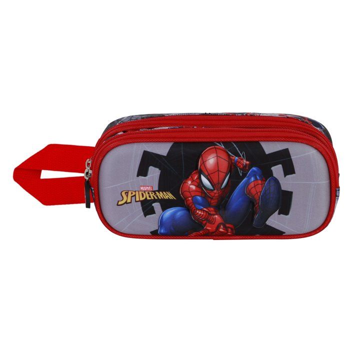 Double 3D Pencil Case - Spiderman Symbol - Grey - One Size