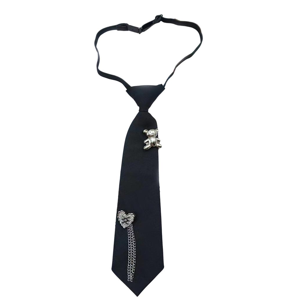 Fashion Shirt Tie for Formal Event Unisex Heart Bear Brooch Tie Uniform Tie for Evening Party Role Play Tie Neckwear