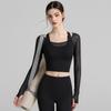 1011 Spring and Summer Yoga Clothing Women's Autumn Sports Top Blouse Skinny Long Sleeve Chest Pad Running Training Fitness Clothing