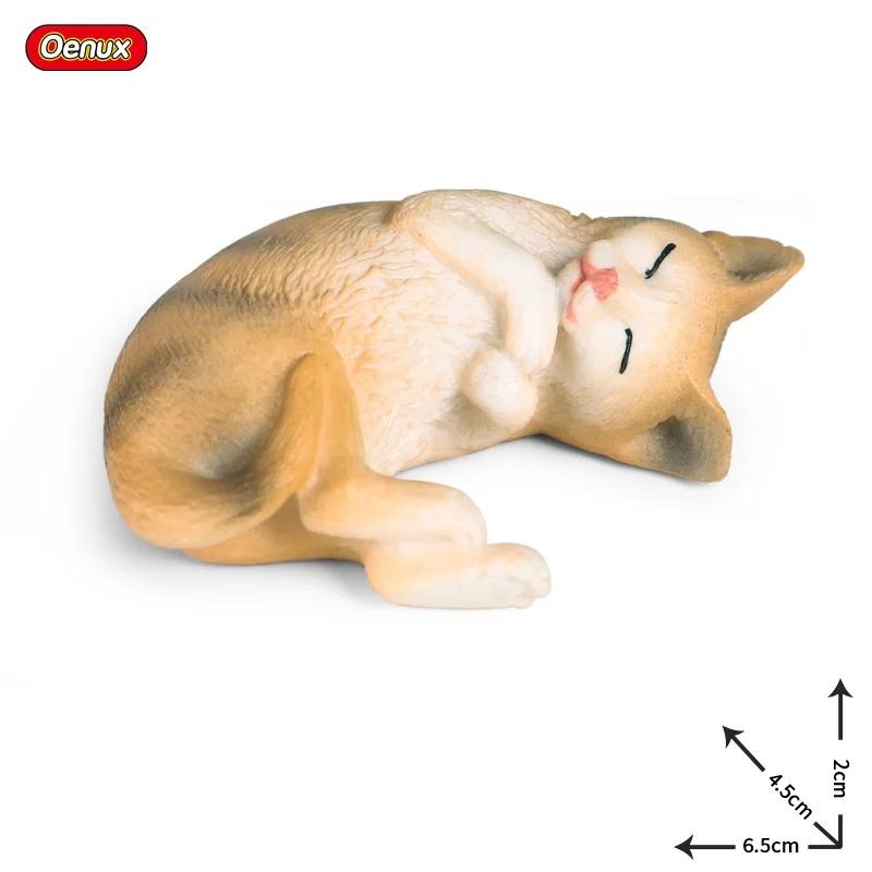 Oenux Kitty Dog Animals Model Action Figure Siamese Husky Pug Rottweiler Puppy Figurines PVC Cute Collection Toy Kids Gift