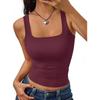 Nuovo Top Corto da Donna Estivo a Scollo Quadrato Monocolore Slim Fit, Top Sexy Senza Maniche Y2K Moda Streetwear