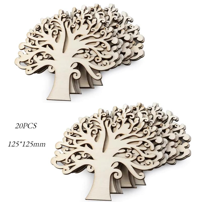 10 Pcs Wooden DIY Hand Painted Graffiti Accessories Wood Chips Christmas Wood Decorations Party Art DIY Crafts Tree Shaped Wood