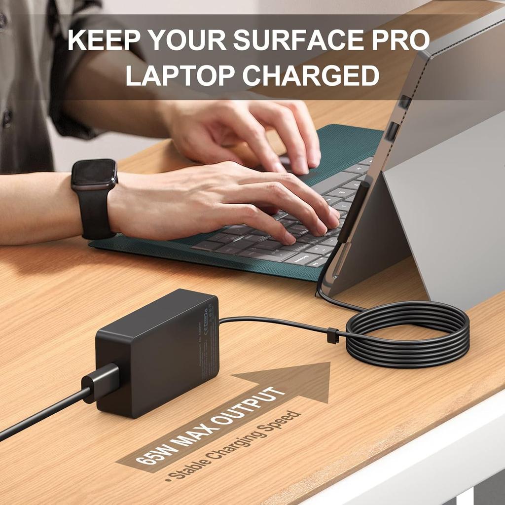 65W Surface Pro Laptop Charger for Microsoft Surface Pro 9, 8, 7+, 7, 6, 5, 4, 3, X, Surface Laptop 5 Studio i5 Go 3 2, Surface Go 4 3 2 1, Surface