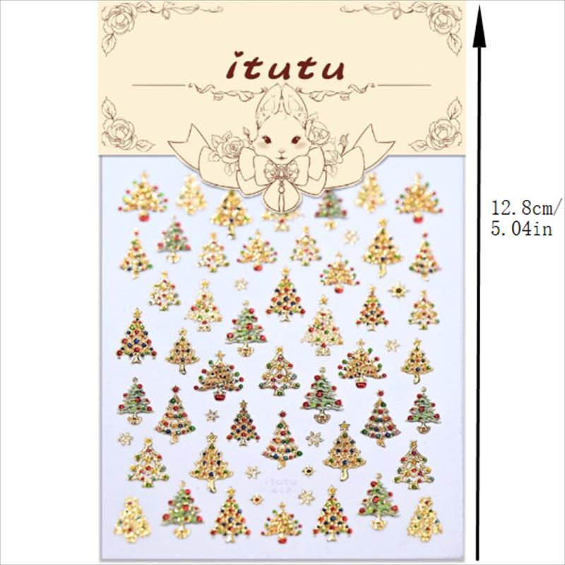 Cute Christmas Style Ball Colored Lights Christmas Tree Nail Art Print Stickers Manicure Decals Stickers Nail Decor Gift