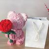 DIY Bear 3D Puzzle Building Blocks with Rose Bear Micro Building Block Toy for Kids Couple Gift Desktop Home Decorations