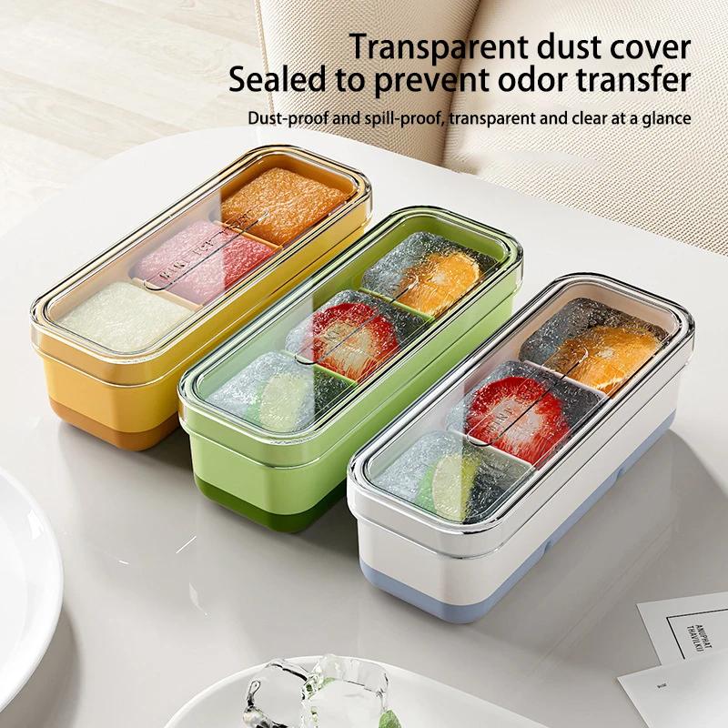 New 3-grid Ice Tray Making Mold for Household Ice Tray Reusable Ice Maker Storage Box with Lid Frozen Cubes