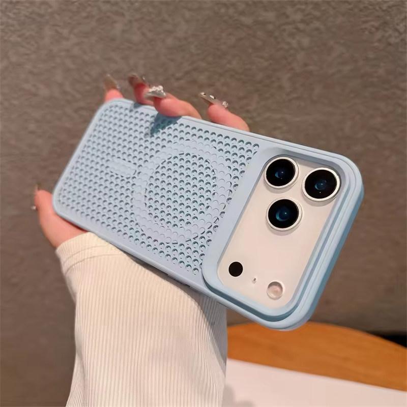 Wärmeableitendes Mesh für Magsafe Wireless Charging Hülle für iPhone 17 16 15 14 Plus 13 12 11 Pro Max 17 Air Atmungsaktive Hartschale