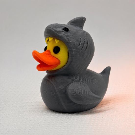 Huaqianguhh 3D-gedruckte Hai-Enten-Figur, Niedliche Gelbe Und Coole Kopfbedeckungs-Ornamente, Mini-Schreibtisch-Spielbare Dekoration für Zuhause und Büro