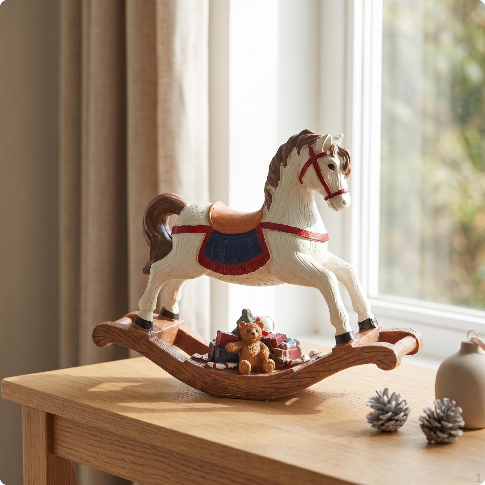 Horse Figurine with Rocking Base Festive Tabletop Decoration for Collectors,