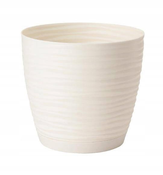 Round cream flowerpot with saucer 107x10cm plastic